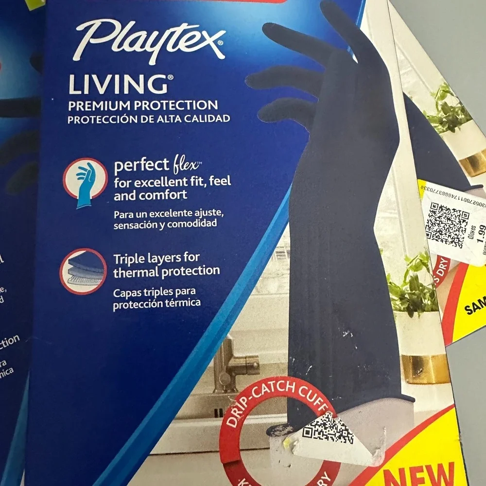 Lot of 3 O-Cedar Playtex Living Premium Protection Reusable Gloves Blue Size M
